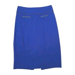 Sz 8 ​EXPRESS Pencil Skirt Trim Piping Blue Knee Work Womens Pockets Classic